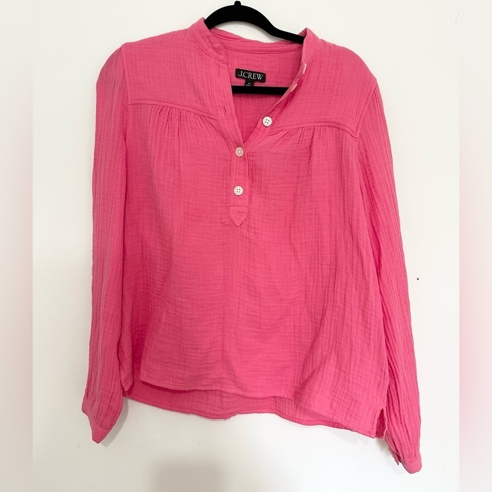 J Crew pullover pink gauze blouse top size XS lightweight boho travel indie